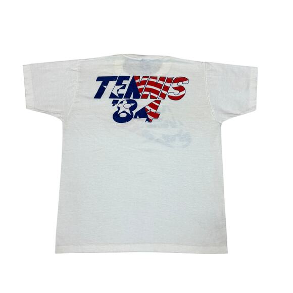 Vintage 80s Nike McEnroe T Shirt Men's Large Tennis 84 Court American Flag Rare